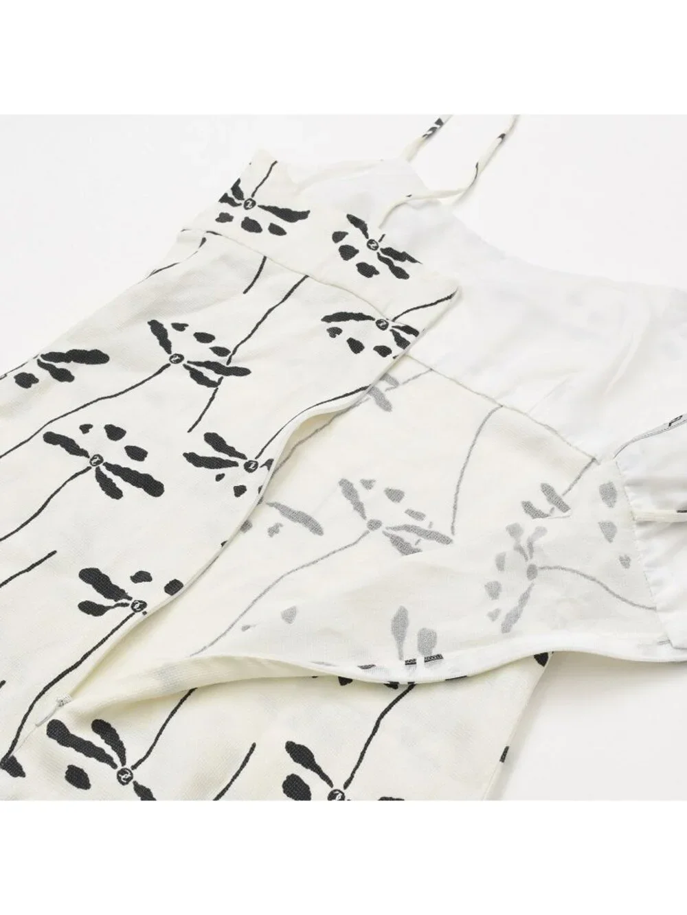 Chanel Mini Dress CC Logo Dragonfly Motif White Black Vintage 4 36